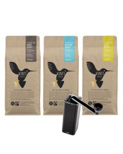 Kinti Coffee proefpakket 3x1kg inclusief Hario handmaler